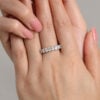 Oval Cut Moissanite Semi Eternal Vintage Stacked Band