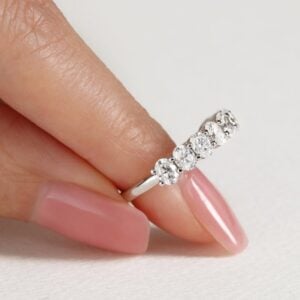Oval Cut Moissanite Semi Eternal Vintage Stacked Band