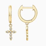 Lane Woods 925 Silver Hoop Drop Cross Earring