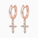 Lane Woods 925 Silver Hoop Drop Cross Earring