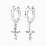 Lane Woods 925 Silver Hoop Drop Cross Earring