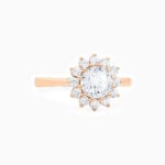 Floral Round Promise Engagement Wedding Moissanite Ring