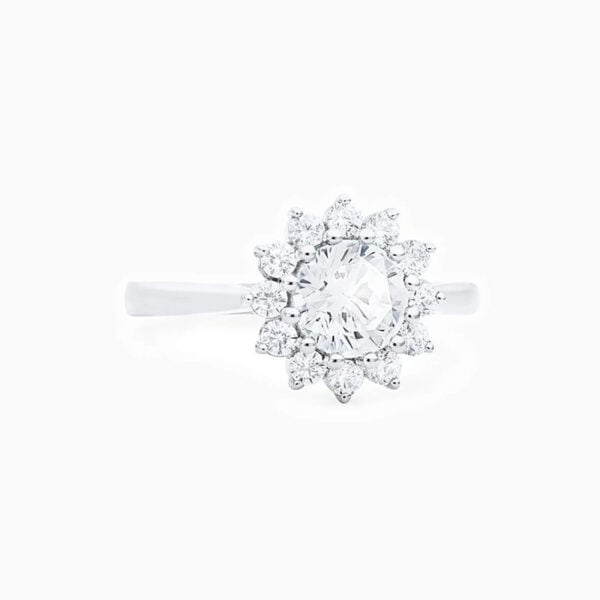 Floral Round Promise Engagement Wedding Moissanite Ring