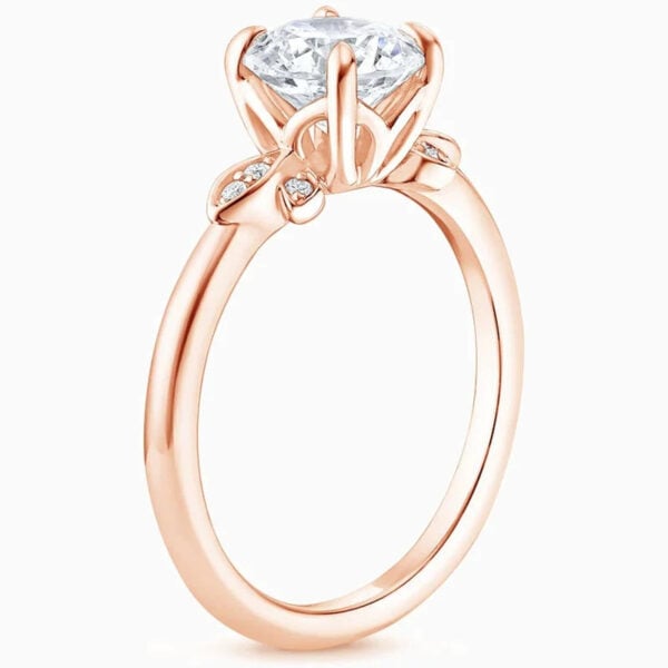 Flower Shape Rose Gold Promise Engagment Wedding Moissanite Ring