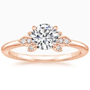 Flower Shape Rose Gold Promise Engagment Wedding Moissanite Ring (2)