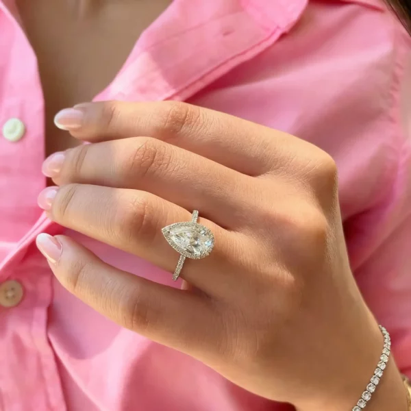 Lane Woods Pear Shaped Promise Engagement Wedding Moissanite Ring