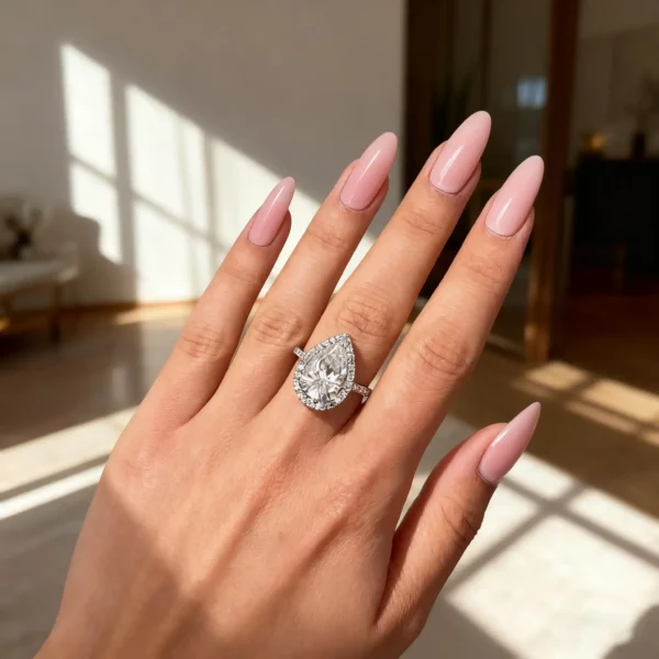 Lane Woods Pear Shaped Promise Engagement Wedding Moissanite Ring