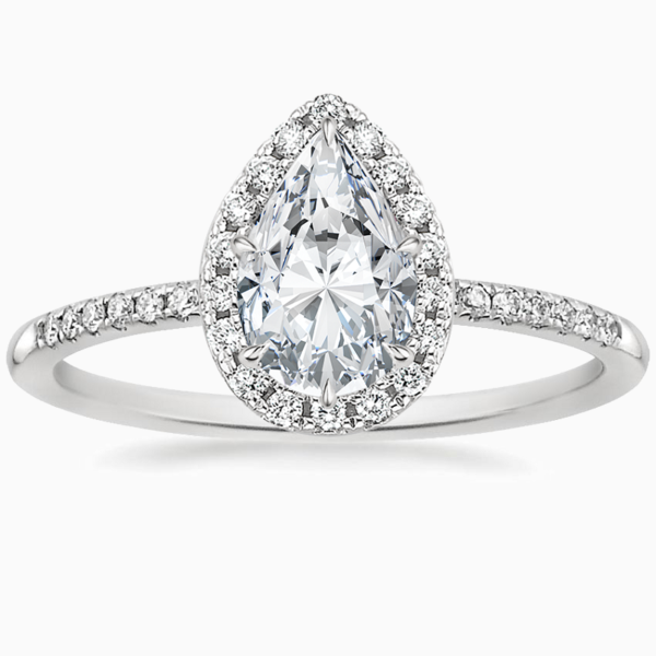 Lane Woods 925 Silver Pear Shaped Promise Engagement Wedding Moissanite Ring