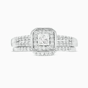 Lane Woods 925 Princess-Cut Frame Bridal Set Promise Engagement Ring
