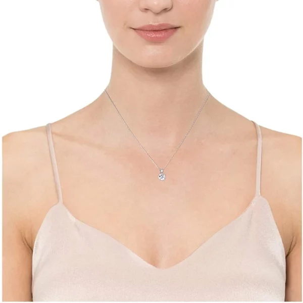 Lane Woods 925 Silver Round Moissanite Necklace