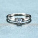Lane Woods 925 Silver 4 Prongs Inlaid Moissanite Ring