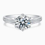 Lane Woods 925 Silver 6 Prongs Round Promise Engagement Moissanite Ring