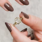 Lane Woods 925 Silver Art Deco Emerald Cut Moissanite Bezel Ring