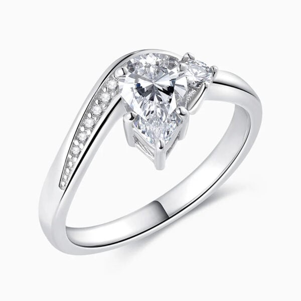 Lane Woods 925 Silver Asymmetric Moissanite Engagement Ring