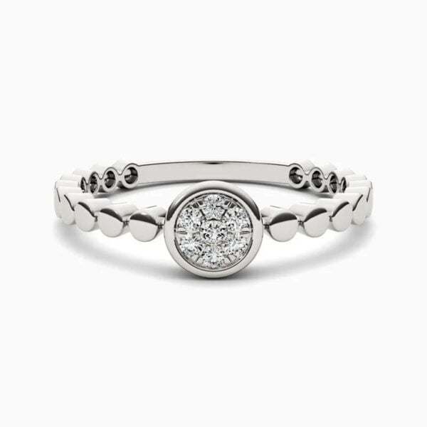 Lane Woods 925 Silver Bezel Fashion Promise Engagment Round Moissanite Ring