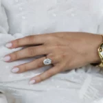 Lane Woods 925 Silver Bezel Set Crushed Ice Mixed Oval Moissanite Ring