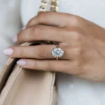 Lane Woods 925 Silver Bezel Set Crushed Ice Mixed Oval Moissanite Ring