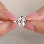 Lane Woods 925 Silver Bezel Set Crushed Ice Mixed Oval Moissanite Ring