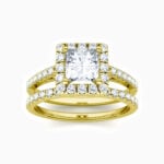 Lane Woods 925 Silver Bridal Sets Halo Square Moissanite Ring