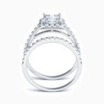 Lane Woods 925 Silver Bridal Sets Halo Square Moissanite Ring