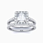 Lane Woods 925 Silver Bridal Sets Halo Square Moissanite Ring