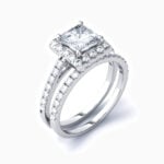 Lane Woods 925 Silver Bridal Sets Halo Square Moissanite Ring