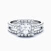 Lane Woods 925 Silver Bridal Sets Halo Square Moissanite Ring