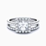 Lane Woods 925 Silver Bridal Sets Halo Square Moissanite Ring