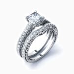 Lane Woods 925 Silver Bridal Sets Princess Moissanite Rings