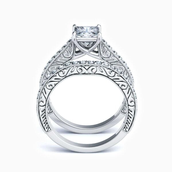Lane Woods 925 Silver Bridal Sets Princess Moissanite Rings