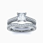 Lane Woods 925 Silver Bridal Sets Princess Moissanite Rings