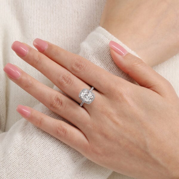 Real 925 Halo Cushion Wedding Ring 8.5 deals