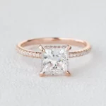 Lane Woods 925 Silver Classic Princess Cut Moissanite Hidden Halo Ring