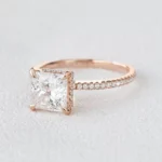 Lane Woods 925 Silver Classic Princess Cut Moissanite Hidden Halo Ring