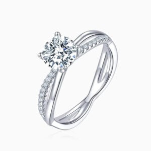 Lane Woods 925 Silver Criss Cross Four Prong Moissanite Ring