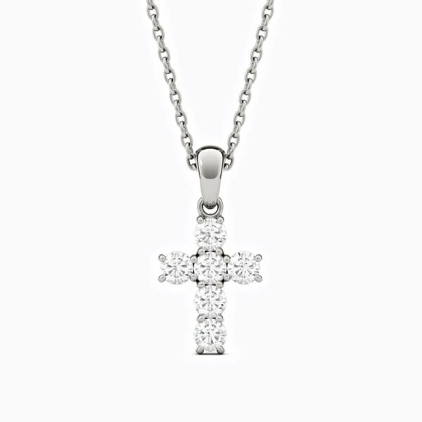 Lane Woods 925 Silver Cross Design Moissanite Necklace