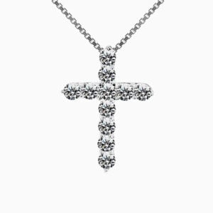 Lane Woods 925 Silver Cross Moissanite Necklace