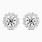 Lane Woods 925 Silver Crystal Flower Moissanite Stud Earring