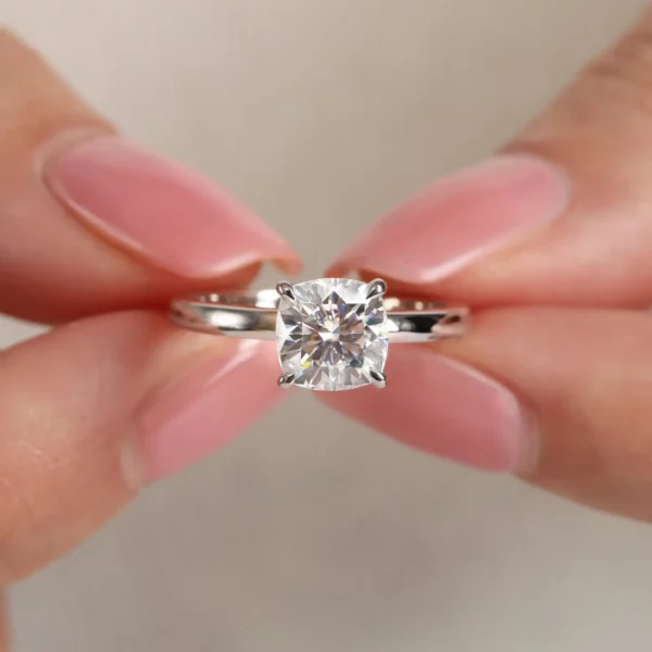 Lane Woods 925 Silver Cushion Cut Solitaire Moissanite Ring
