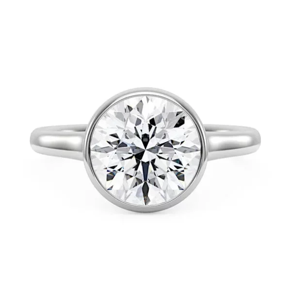 Lane Woods 925 Silver Delicate Round Moissanite Bezel Set Ring