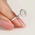 Lane Woods 925 Silver Delicate Round Moissanite Bezel Set Ring