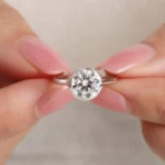 Lane Woods 925 Silver Delicate Round Moissanite Bezel Set Ring
