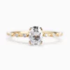 Lane Woods 925 Silver Distance Oval Morganite Wedding Moissanite Ring Solitaire Pave With Side Accents