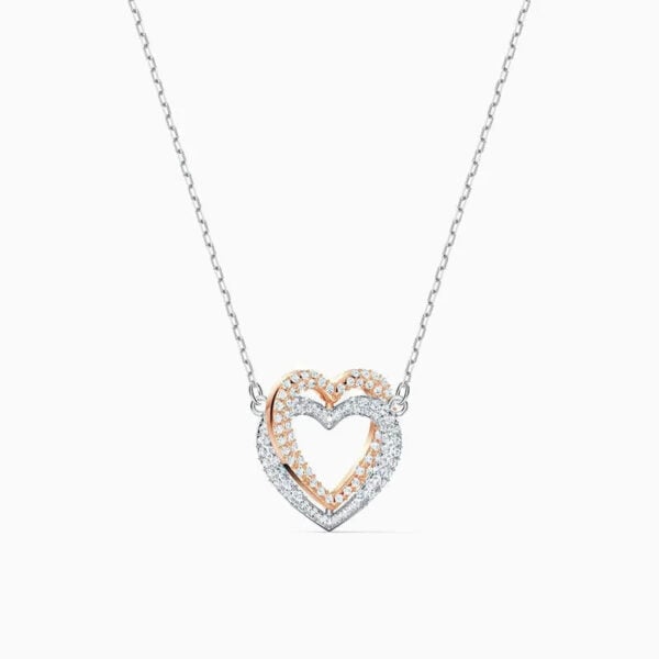 Lane Woods 925 Silver Double Heart Moissanite Necklace