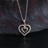 Lane Woods 925 Silver Double Love Heart Moissanite Necklace