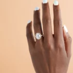 Lane Woods 925 Silver Elegant Oval Moissanite Halo Micro Pave Ring
