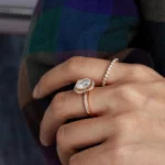 Lane Woods 925 Silver Elegant Oval Moissanite Halo Micro Pave Ring