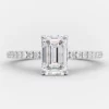 Lane Woods 925 Silver Emerald Cut Moissanite Hidden Halo Accent Ring