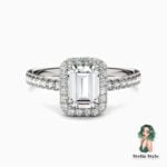 Lane Woods 925 Silver Emerald Pave Moissanite Ring