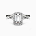lanewoods Emerald Pave Moissanite Halo Ring